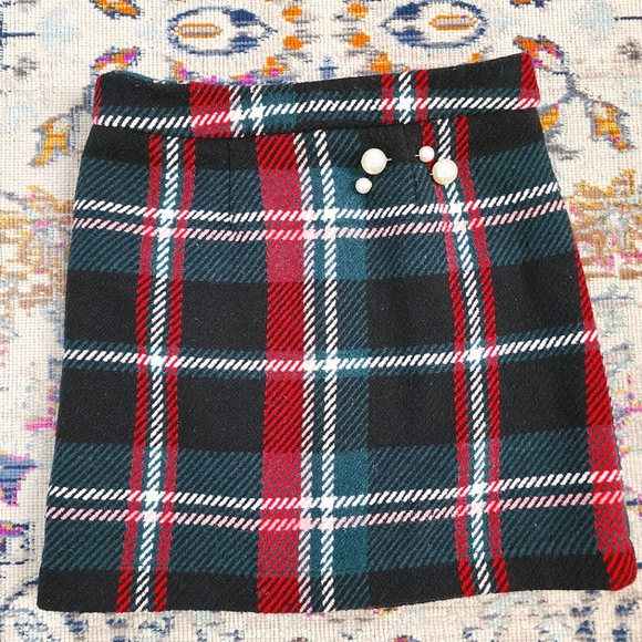 GB girls Other - GB Girls, Plaid Black/Red Christmas Holiday Skirt Lined, Added Brooches, sz 6x